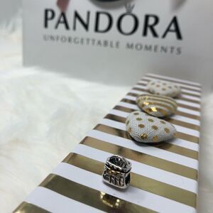 PANDORA Purse Charm has 14kt gold bow accent RARE